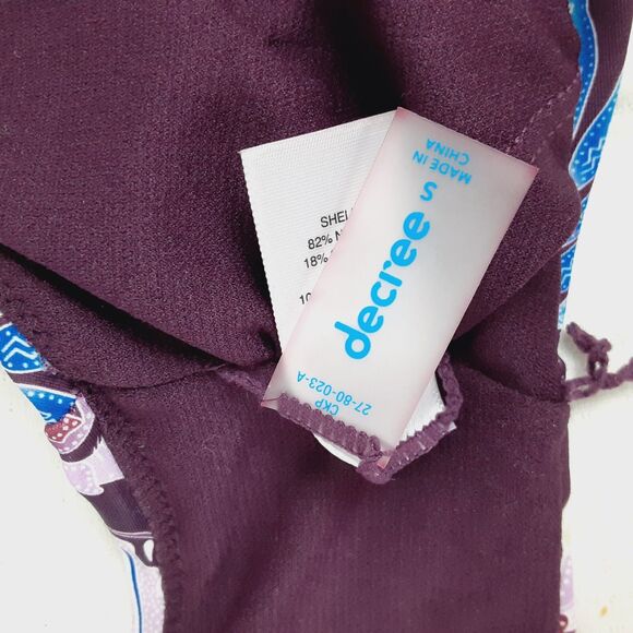 Decree Womens Small Wrap Style Front Purple Plum Tropical Floral Bikini Top - Picture 11 of 14